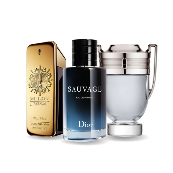 Combinatie van 3 geuren - 1 Million Parfum af Paco Rabanne, Sauvage af Dior og Invictus af Paco Rabanne