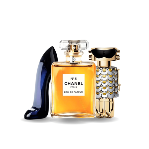 3 Parfumcombinaties - Good Girl af Carolina Herrera, Nº5 af Chanel og Fame af Paco Rabanne